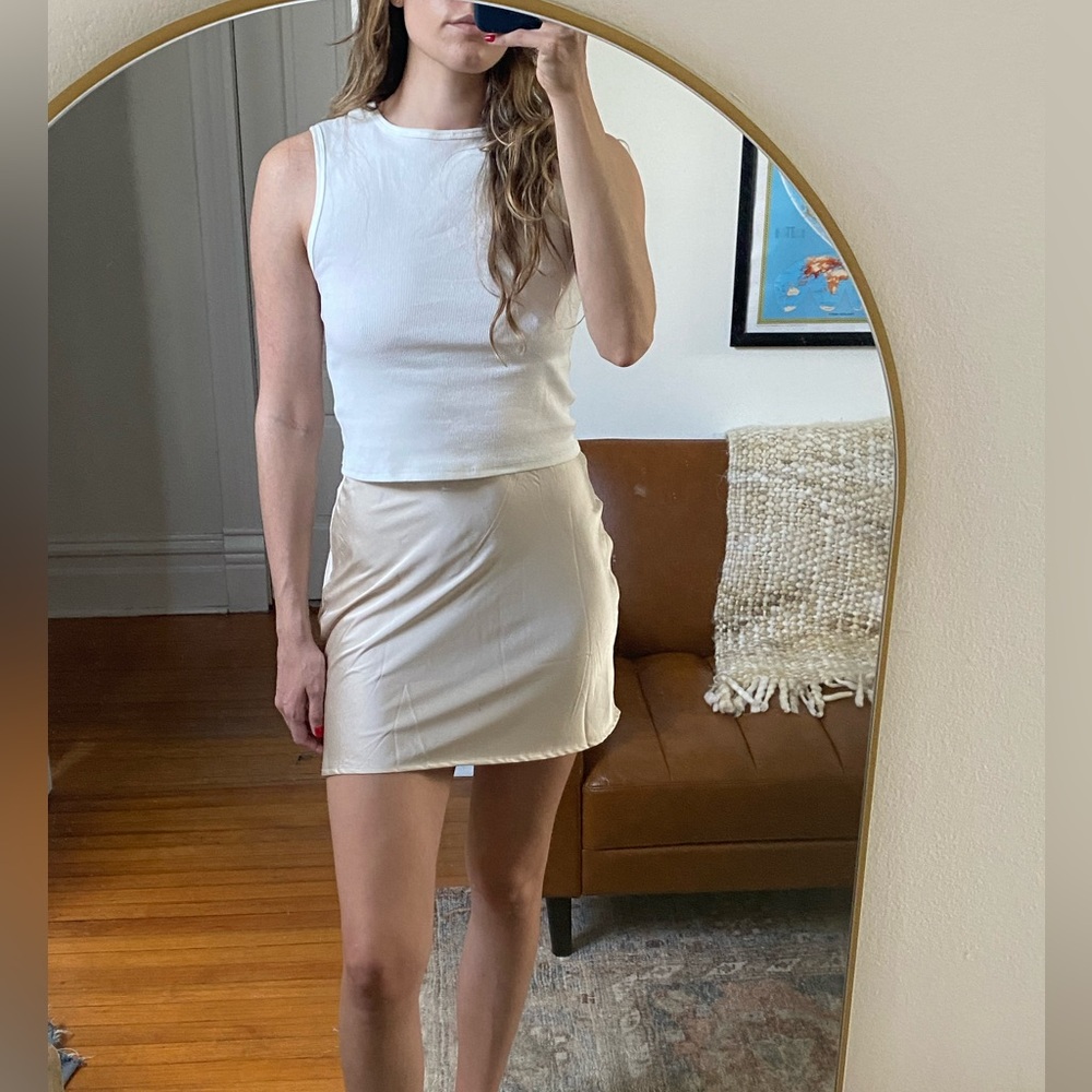Satin mini skirt